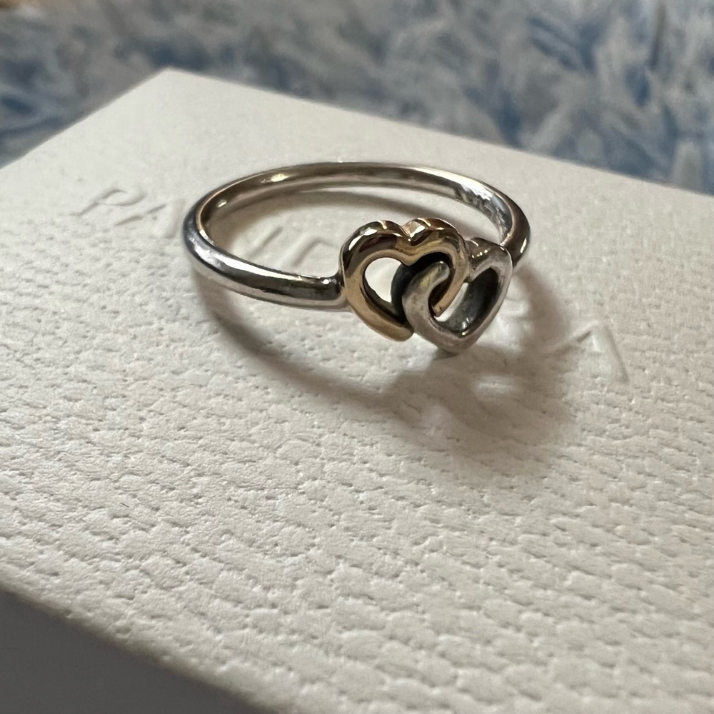 Pandora two tone heart ring